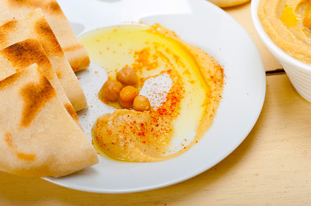 Hummus with pita bread, a Food & Drink Photo by keko64