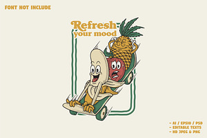 fruits riding skateboard, a Branding & Logo Template by Judsart