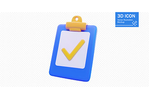 3D clipboard with a checkmark, an Object Illustration by ZinetroN