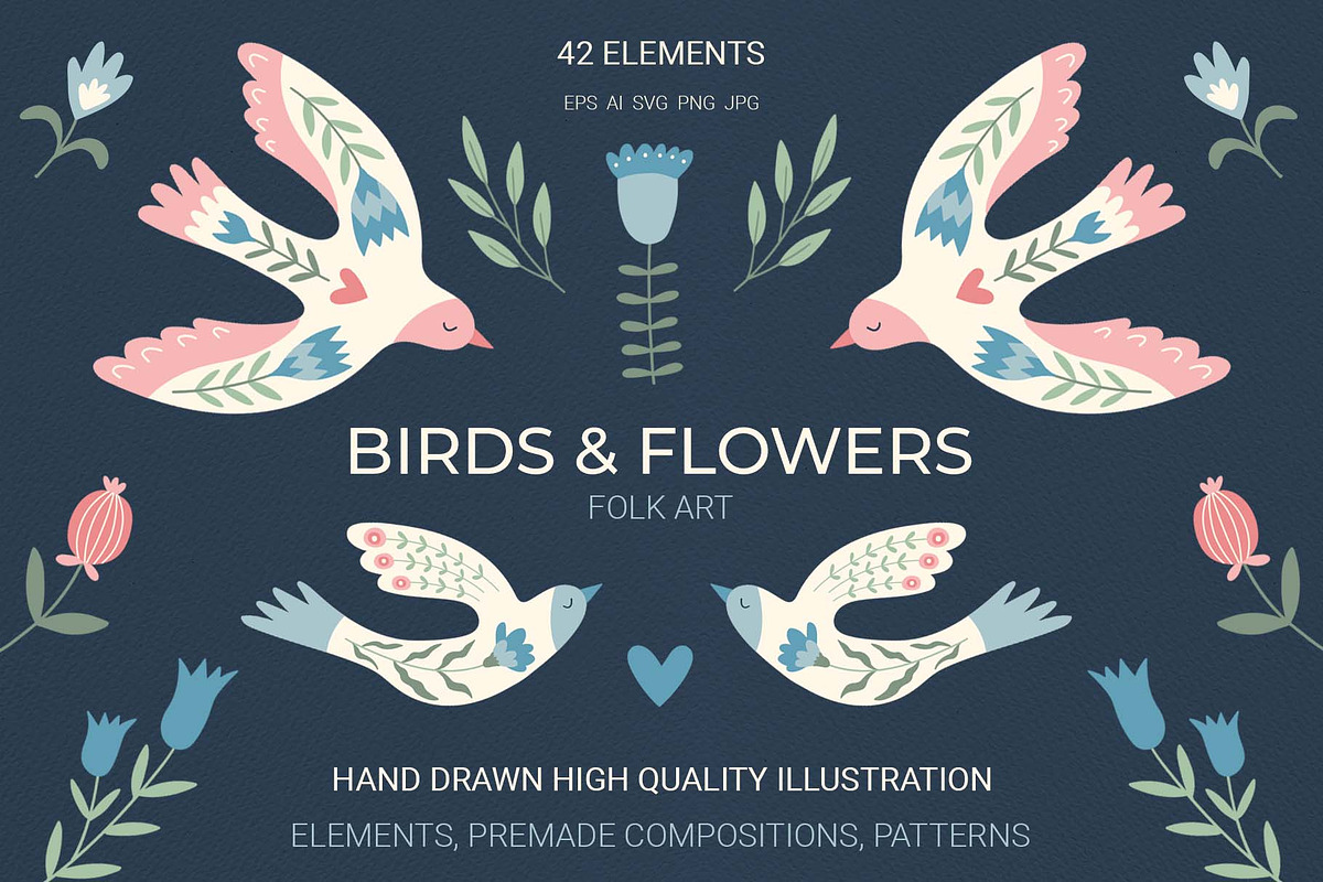 Birds and Flowers. Folk Art, a Decorative Illustration by Irina Ostapenko (Photo 1 of 9)