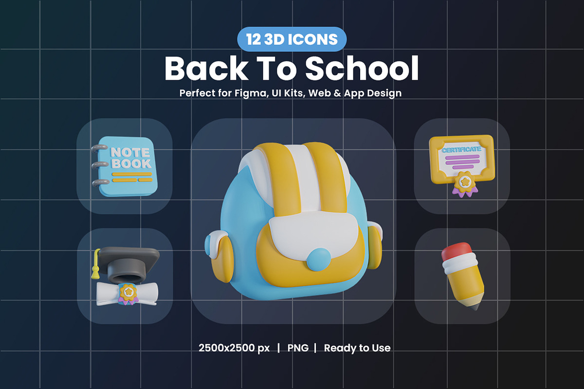 Back to School 3D Icons, an Object Graphic by Artnivora.Std (Photo 1 of 4)