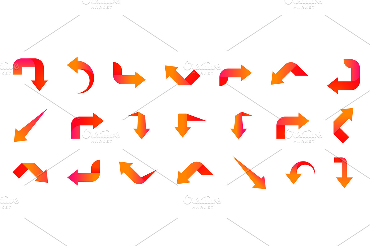 Set of red arrow icons, an Object Illustration by Things for designers