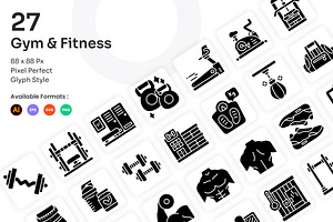 Gym & Fitness Icons Set - Glyph, a Solid Icon by Kmg Design