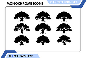 Oak Tree Icon Vector Set, a Solid Icon by Fontmine Studio