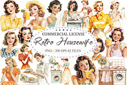 Watercolor Retro Housewife Clipart, a Seasonal Illustration by designcity5 (Thumbnail 1 of 5)