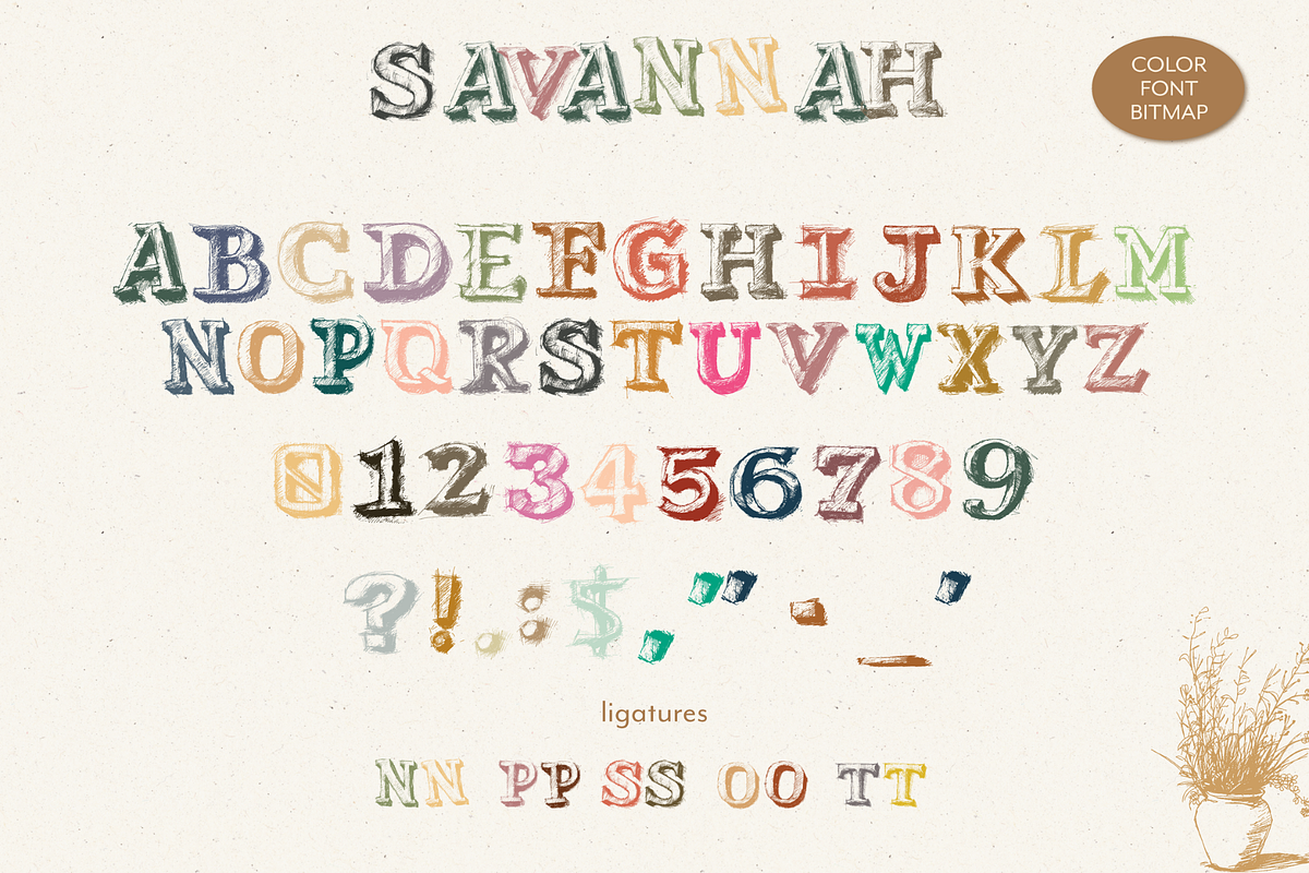 SAVANNAH! It's a Colour Font!, a Handwritten Font by Debby Blooms (Photo 2 of 6)