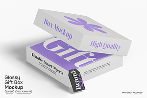 Glossy Gift Box Mockup