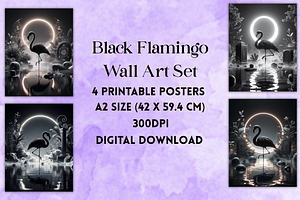 Black Flamingo Wall Art Bundle