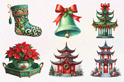 Chinoiserie Red & Green Christmas, an Illustration by Dream Creation (Thumbnail 5 of 6)