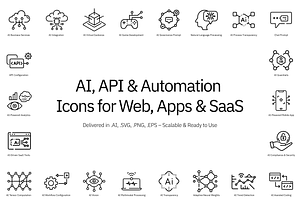 AI, API & Automation Icon Set – 100+, an Outline Icon by SJagiello