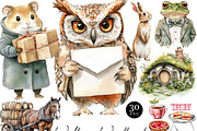 Watercolor Willows Woodland Clipart, an Animal Illustration by Design Scotch (Thumbnail 1 of 8)