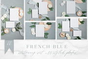 French Blue Linen Mockups, a Photo by BlueHarborPaperie (Thumbnail 1 of 9)