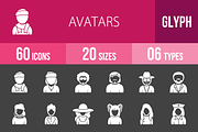 60 Avatars Glyph Inverted Icons | Icons ~ Creative Market