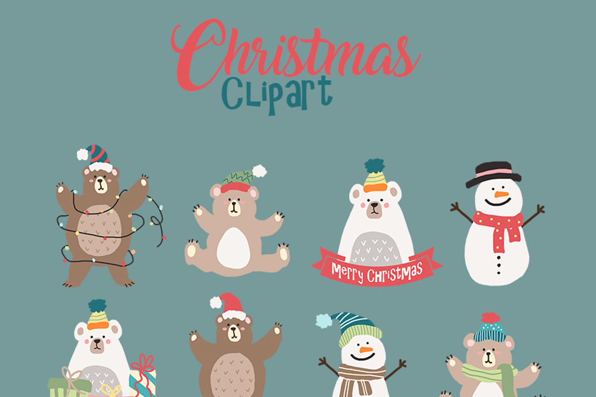 Christmas clipart Christmas clip art, a Decorative Illustration by Bamboobear Books Shop (Photo 2 of 7)