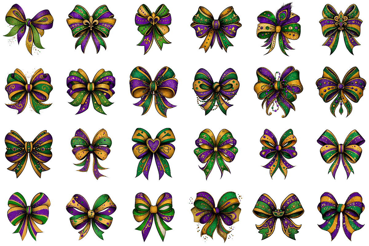 Mardi Gras Bow, Coquette Bow, Mardi, an Illustration by Sublimation Artist (Photo 2 of 6)