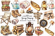 Vintage Spring Camping Clipart, an Illustration by SinaCreation (Thumbnail 1 of 5)