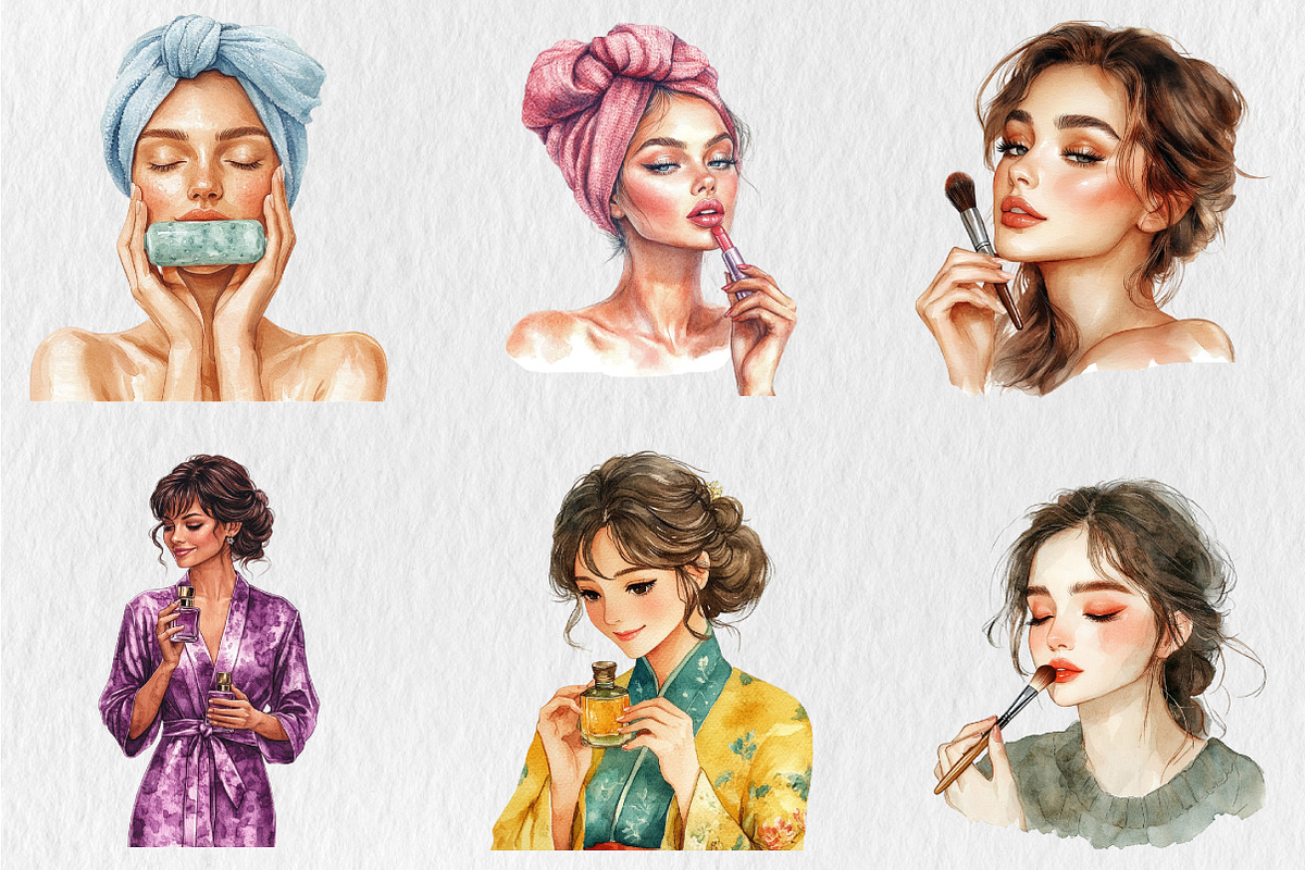 Watercolor Cosmetics Clipart, a Seasonal Illustration by Rose Art (Photo 2 of 4)