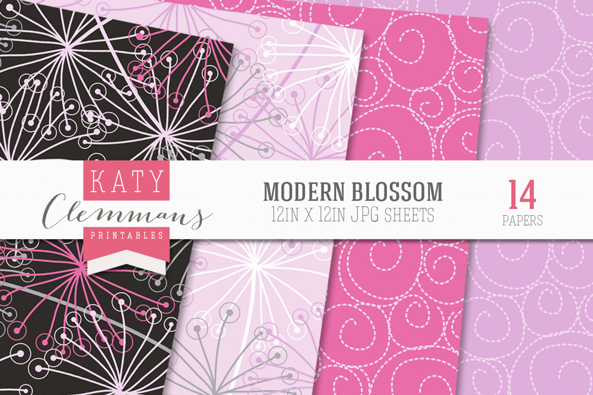 Modern Blossom patterned paper preview 3