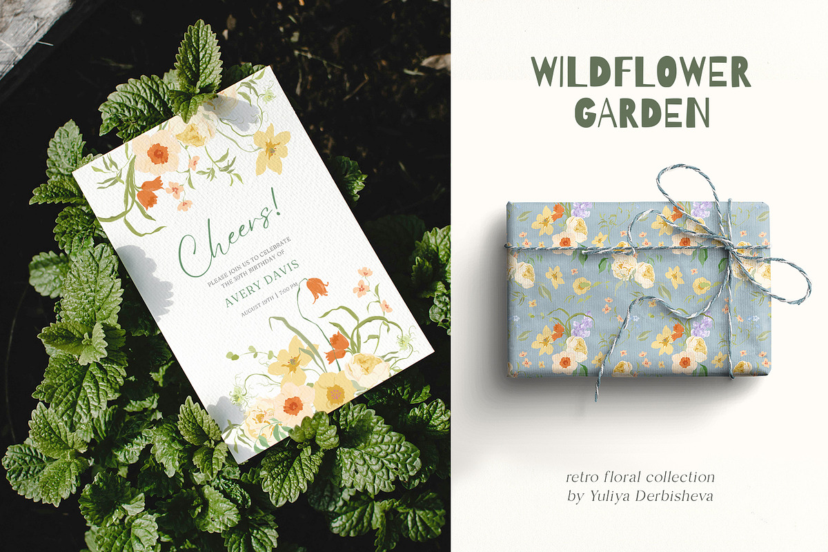 Wildflower garden retro flowers, a Decorative Illustration by Yuliya Derbisheva (Photo 3 of 12)