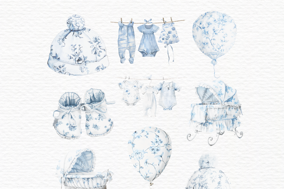 Toile de jouy baby shower clipart, a Decorative Illustration by Invite to Clipart (Photo 4 of 5)