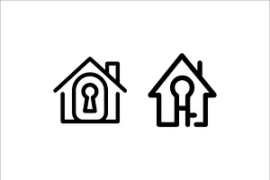 House Key Icons, an Outline Icon by Vectorium Studio