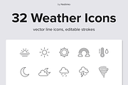 Weather Line Icons, an Outline Icon by Nadiinko (Thumbnail 1 of 2)