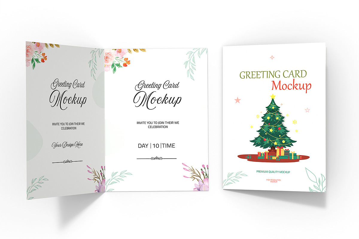 Christmas Greeting Card PSD Mockup, a Product Mockup by graphypix (Photo 1 of 4)