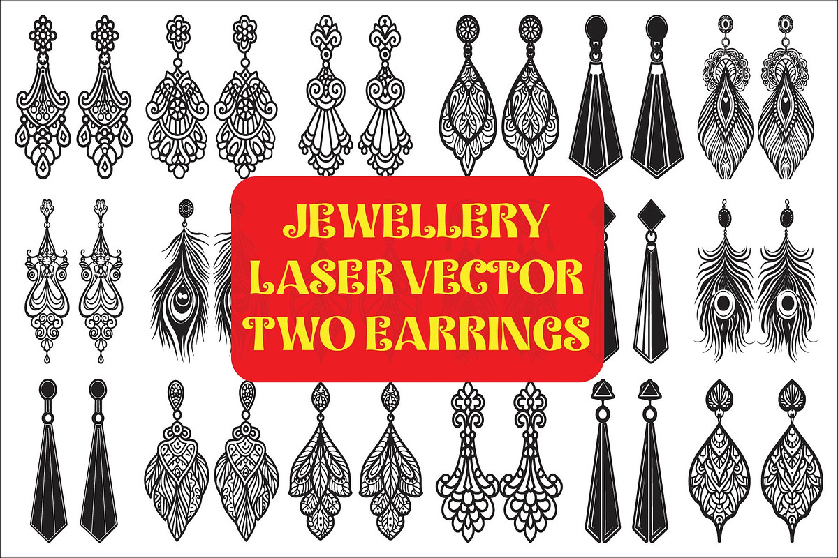 Earrings silhouette vector jewelry, an Illustration by Amazin_art