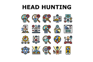 head hunting recruitment icons set, an Illustration by pikepicture