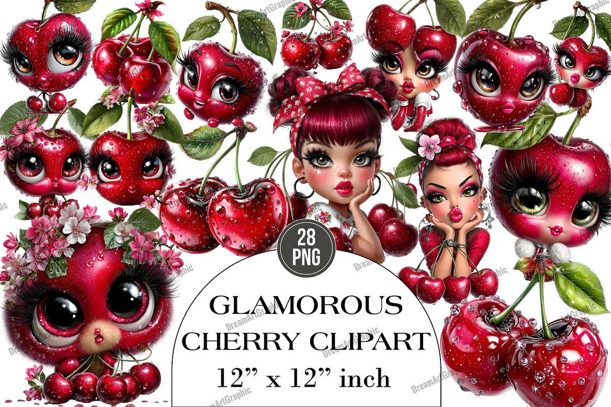 Glamorous Cherry Clipart, an Illustration by DreamArtGraphic (Photo 1 of 4)