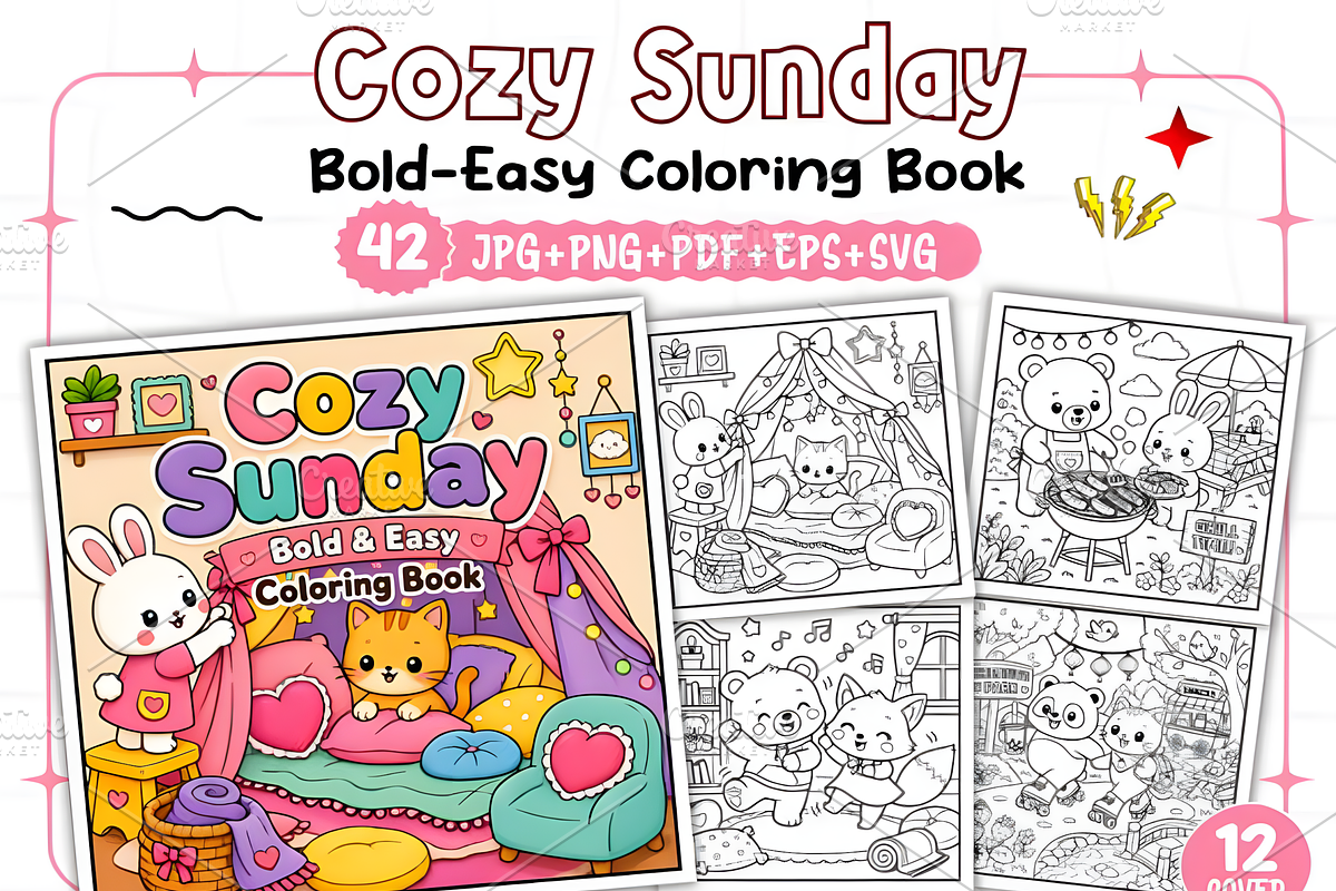 Bold and Easy Cozy Sunday Coloring, a Decorative Illustration by Design Station (Photo 1 of 8)