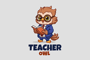 Owl Teacher Cartoon Mascot Logo, a Branding & Logo Template by Gumrega Studio