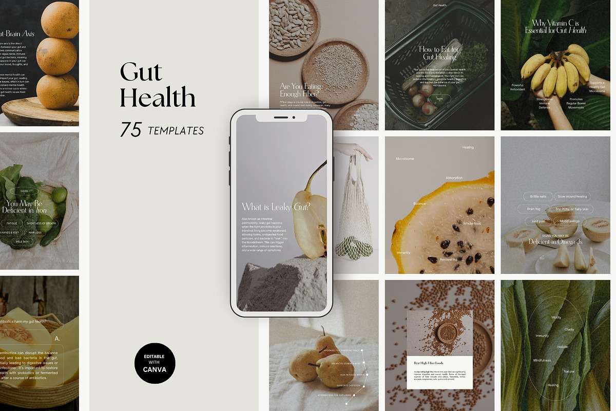 Gut Health Instagram Template, a Social Media Template by Terraa Studio Design (Photo 1 of 10)