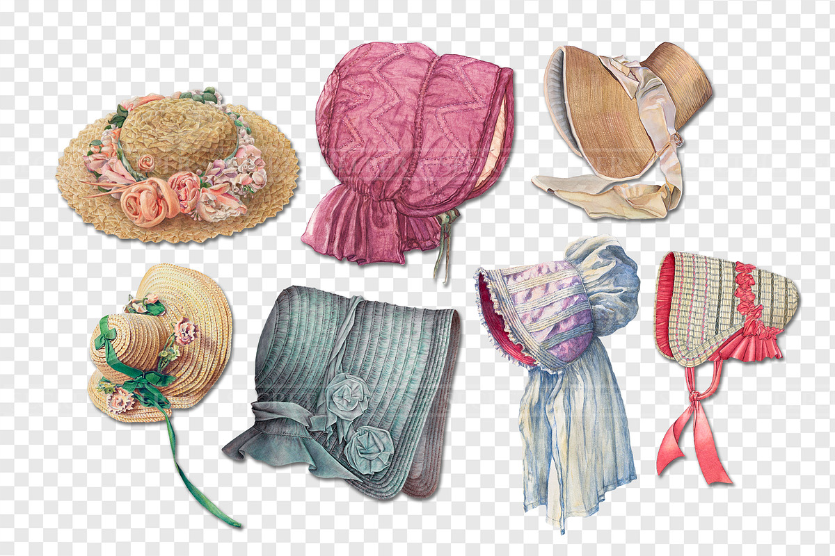 Vintage Bonnet & Hat Clipart, an Illustration by Secret Helper (Photo 5 of 9)