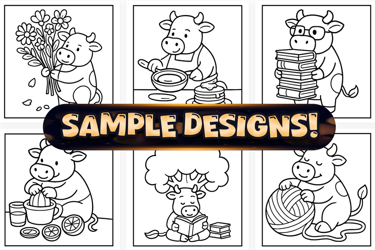 Bold Easy Cute Cows Coloring Pages, an Animal Illustration by Craftsbeefy (Photo 3 of 4)