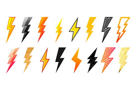 Lightning bolt icons collection, an Object Illustration by 32pixels