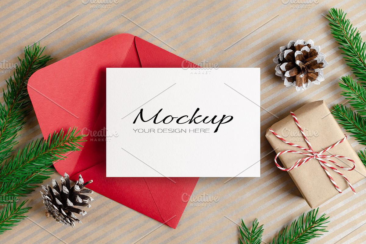 Christmas Greeting Card Mockup, a Product Mockup by nika-vera