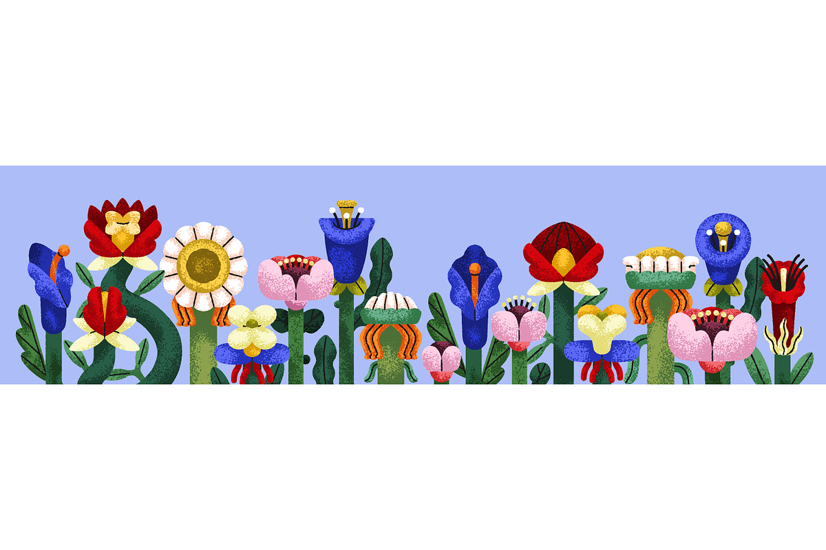 Abstract flowers border background, a Decorative Illustration by Good Studio (Photo 2 of 4)