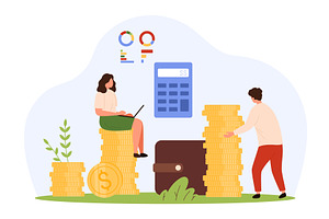 Calculating Finances Coins & Charts, a Finance Illustration by Flashvector