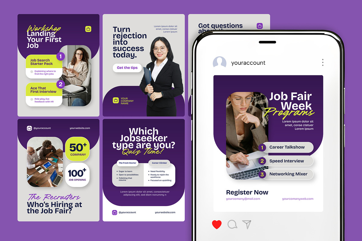Job Fair Instagram Post Template, a Social Media Template by Pink Bunny Studio (Photo 1 of 3)