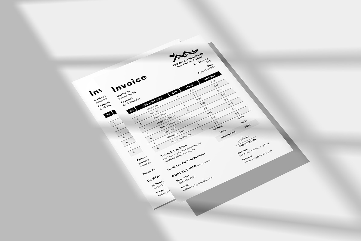 Invoice Template, a Stationery Template by MNT-Creator (Photo 2 of 3)