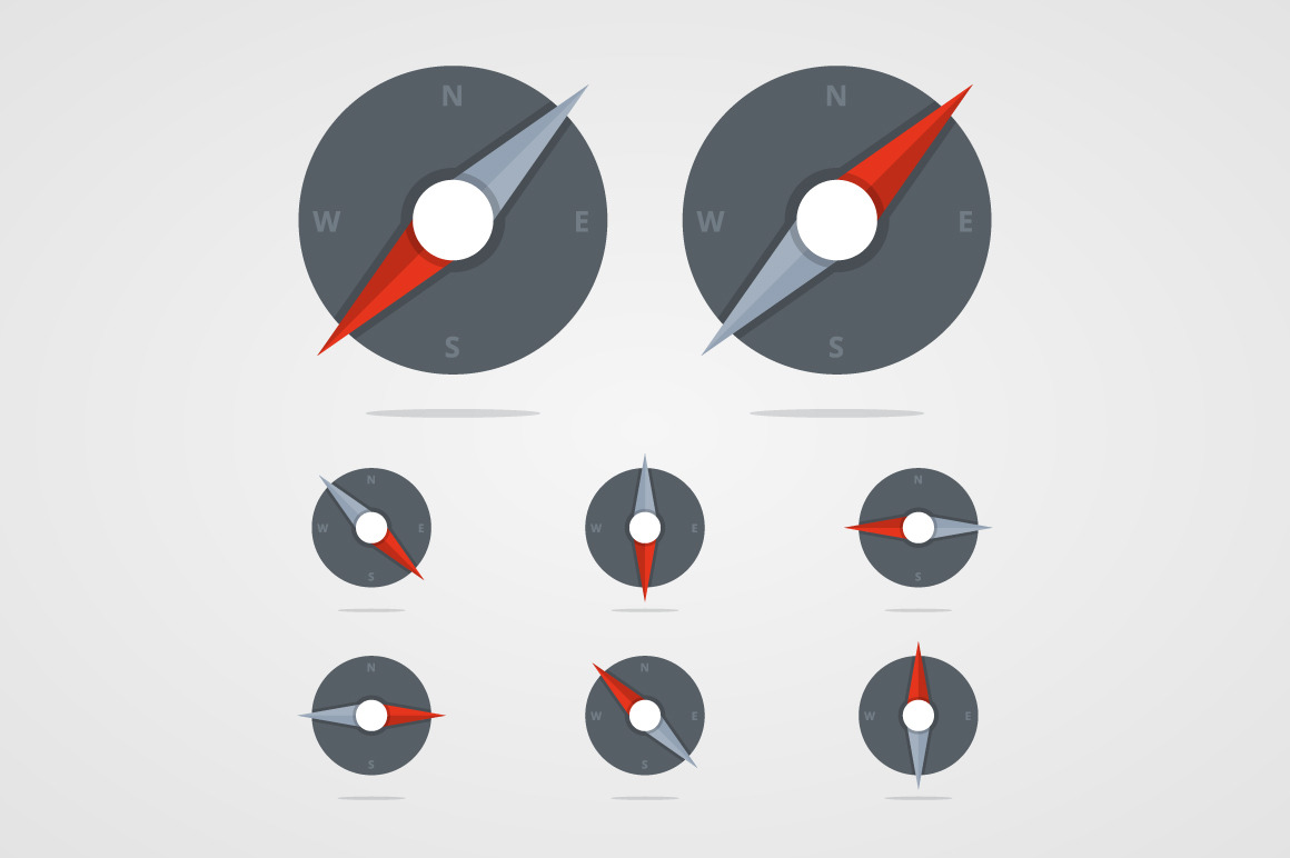 Set of compass icons, an Illustration by zaniman