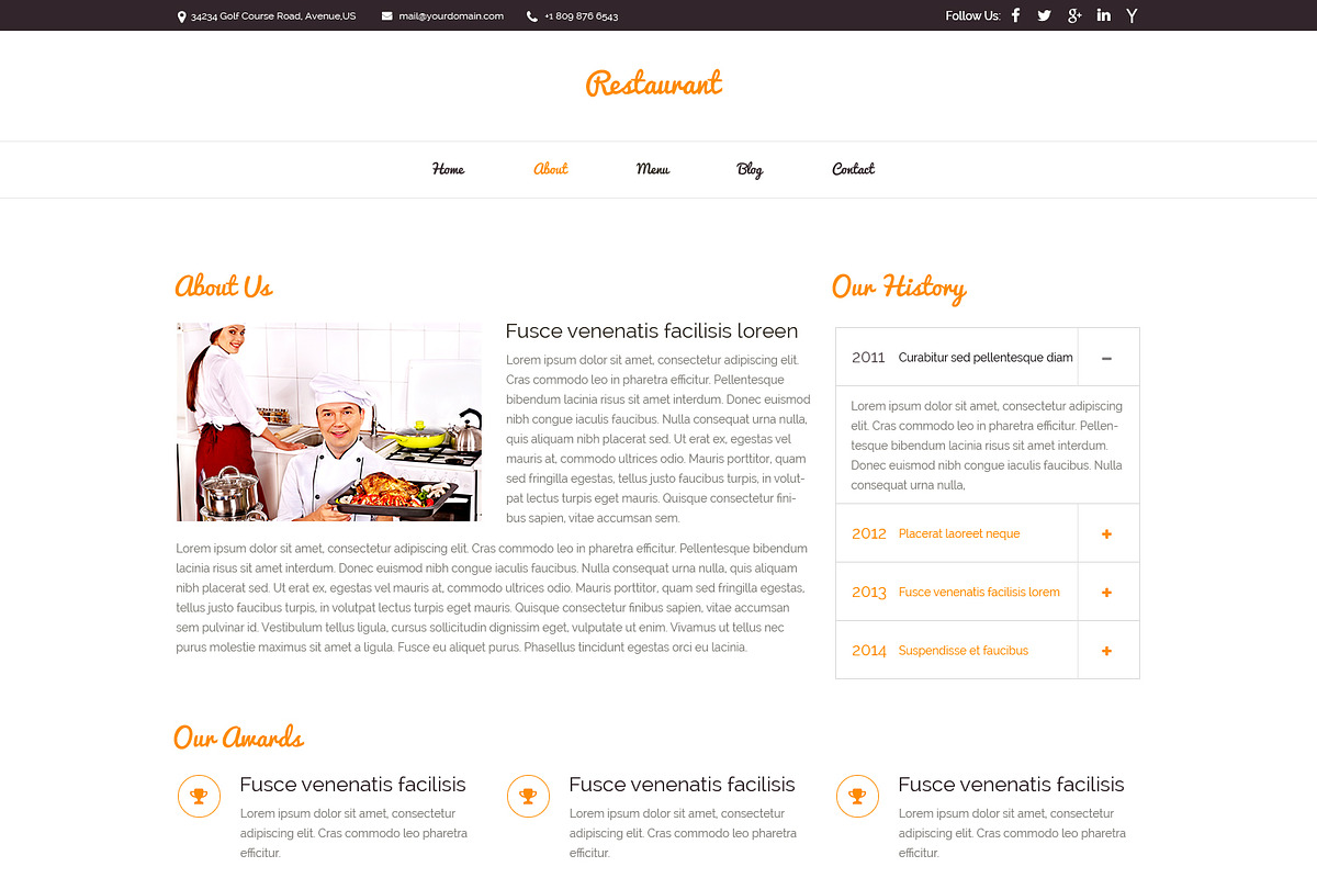 Orange Restaurant PSD Template, a Websites & App Template by WebbyTemplates (Photo 3 of 7)