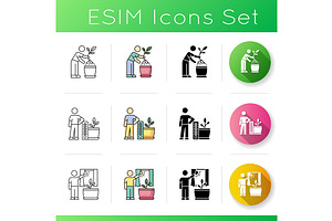 Houseplant Care Icons Set