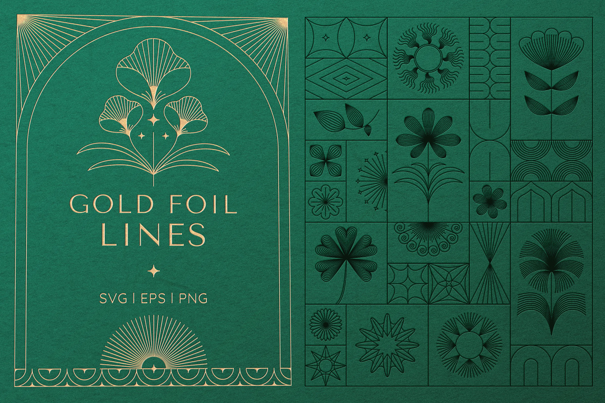 Gold foil, linear design elements, a Graphic by venimo (Photo 1 of 9)