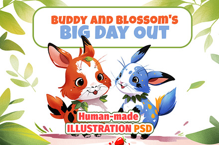Buddy and Blossom Illustration PSD