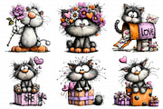 Watercolor Valentine Cat Clipart, an Illustration by Daily.Designs (Thumbnail 3 of 5)