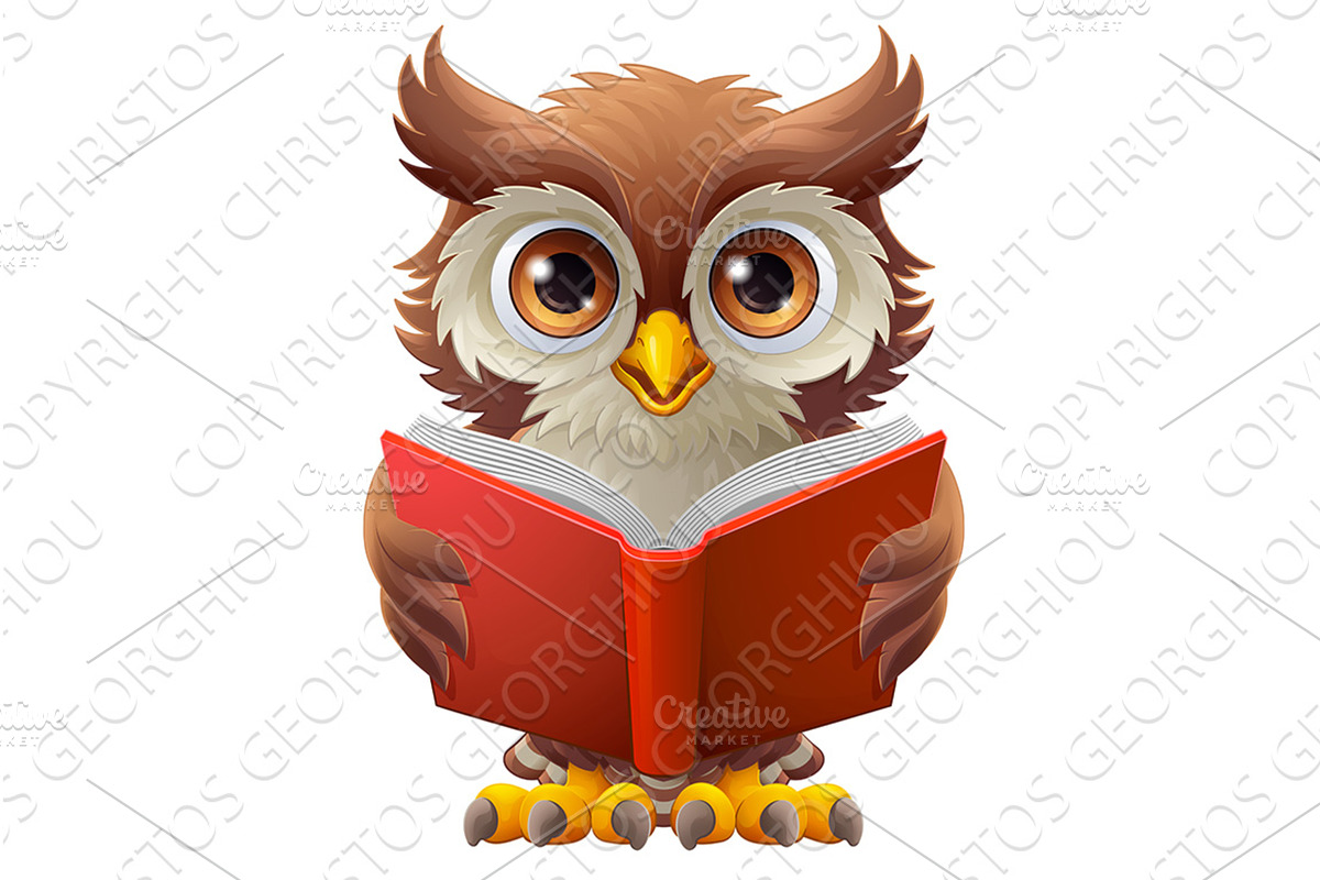Wise Owl Cartoon Cute Character, an Education Illustration by Christos Georghiou