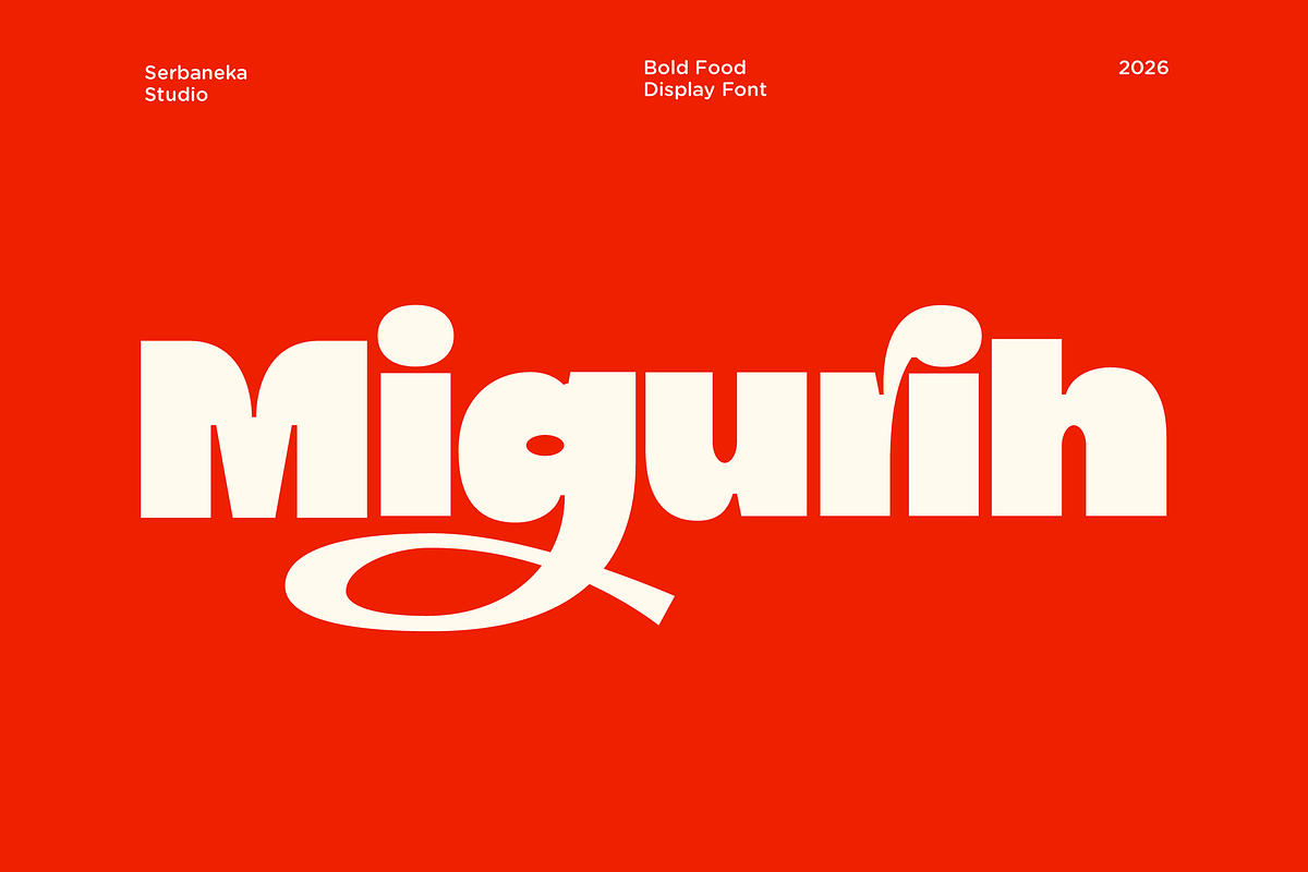 Migurih Bold Food Display Font, a Sans Serif Font by Serbaneka Studio (Photo 1 of 7)