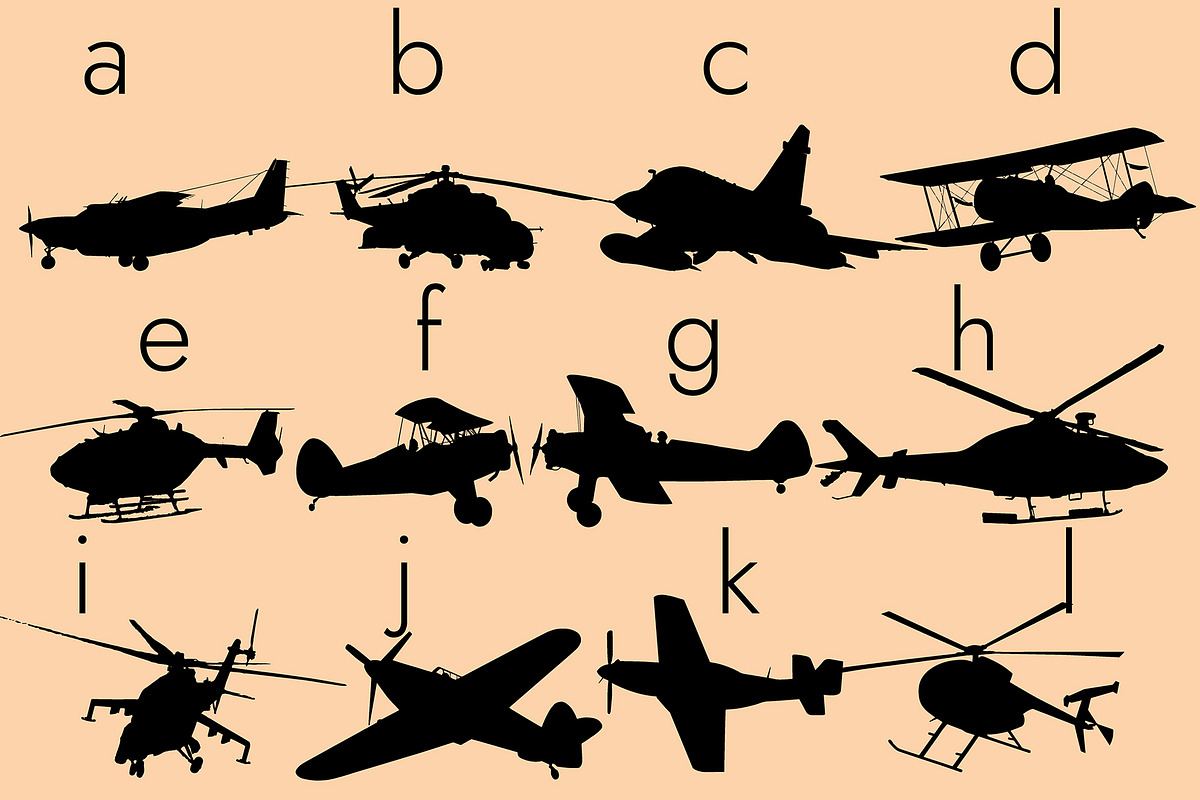 Aircrafts Silhouettes Dingbats Font, a Symbol Font by Minimalartstudio (Photo 4 of 8)